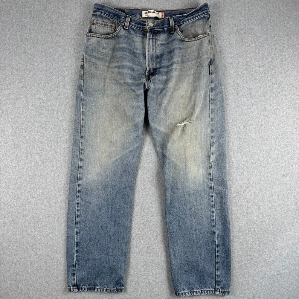 Vintage Y2K Levi Strauss 505 Regular Fit Men Jeans Distressed Blue 36x32 Western